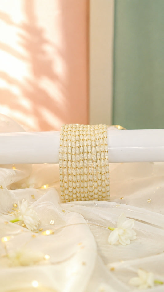 Raindrop White Bangles