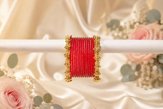 Red Ghungroo Kada Set