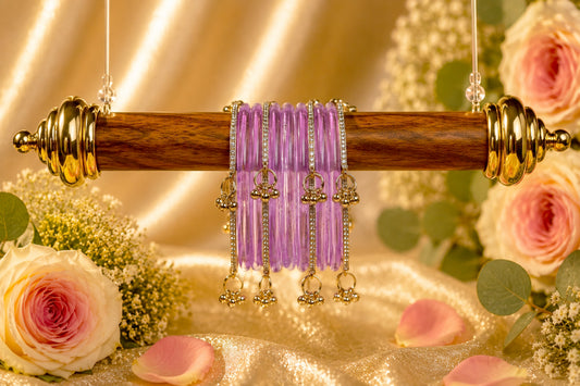 Purple Rhinestone Ghungroo Set