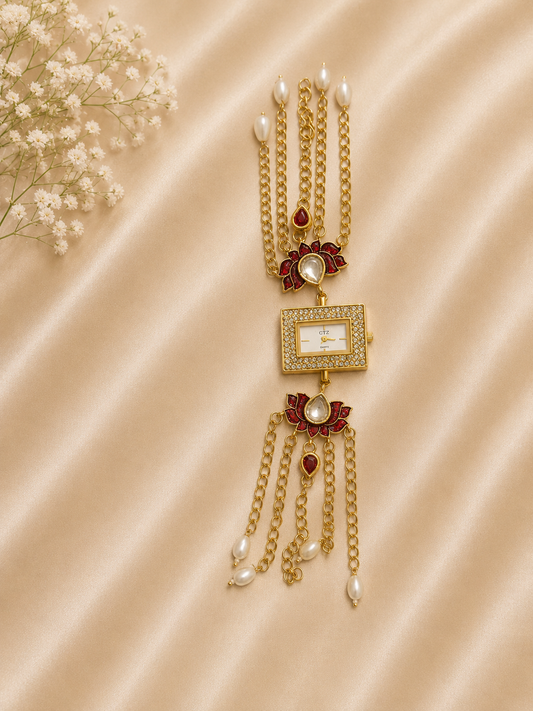 Kashmiri Stone Watch(Red)