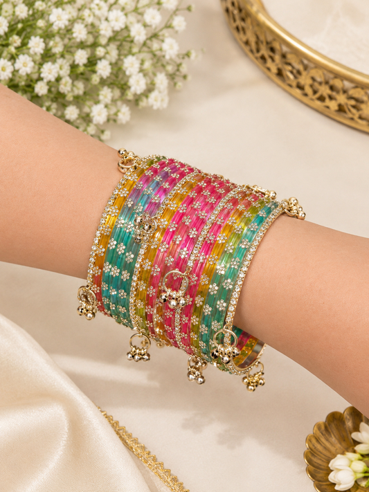 Multi Rhinestone Bangle Set